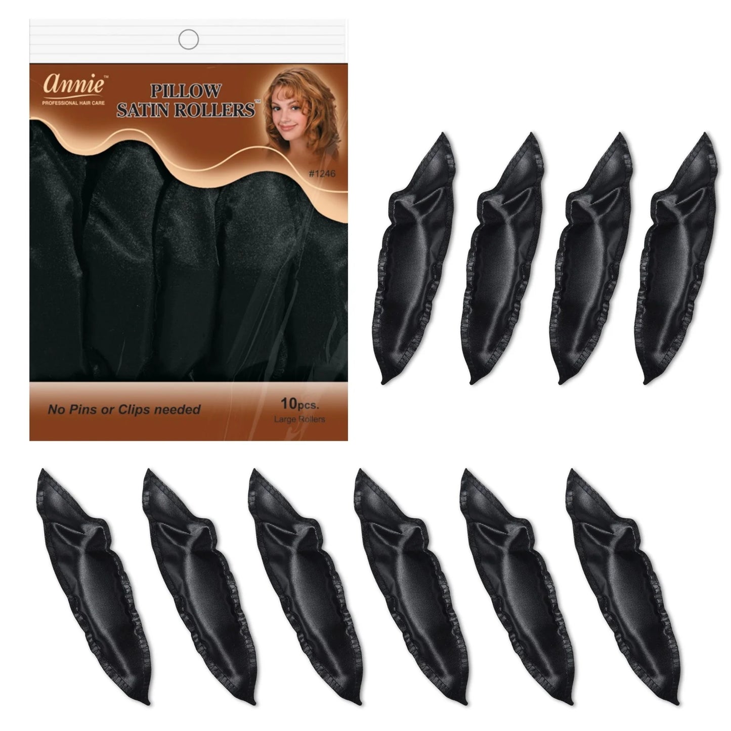 Annie Pillow Satin Rollers 10 Count #1246 10c