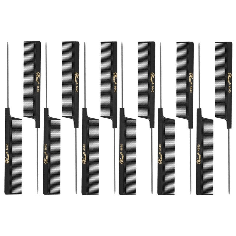 Krest 4640 8" Weaving Foiling Fine Tooth Rattail Comb (12 Pack)