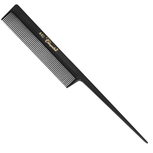 Krest Cleopatra 8" Fine Tooth Rattail Comb - Black #440 (12 Pack)
