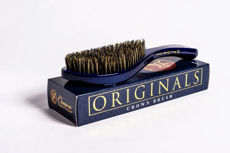 Crown Quality Brush Original Royal Blue Medium Mixed Boar Bristle Crown