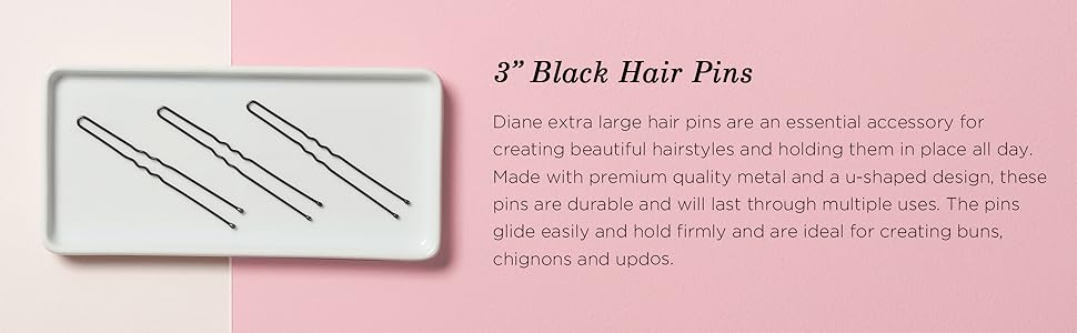Diane 3" Hair Pins Black Extra Large D473